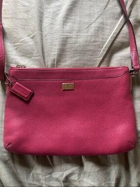 Coach Hot Pink Leather Crossbody Bag with Gold Hardware
